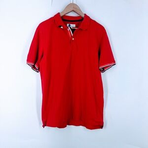 Boden Mens Red Cotton Pique Short Sleeve Polo Shirt Striped Trim Size L M0304